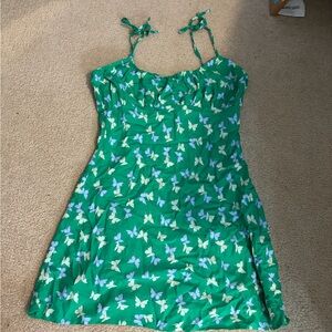 H&M Green Dress with Butterfly Pattern